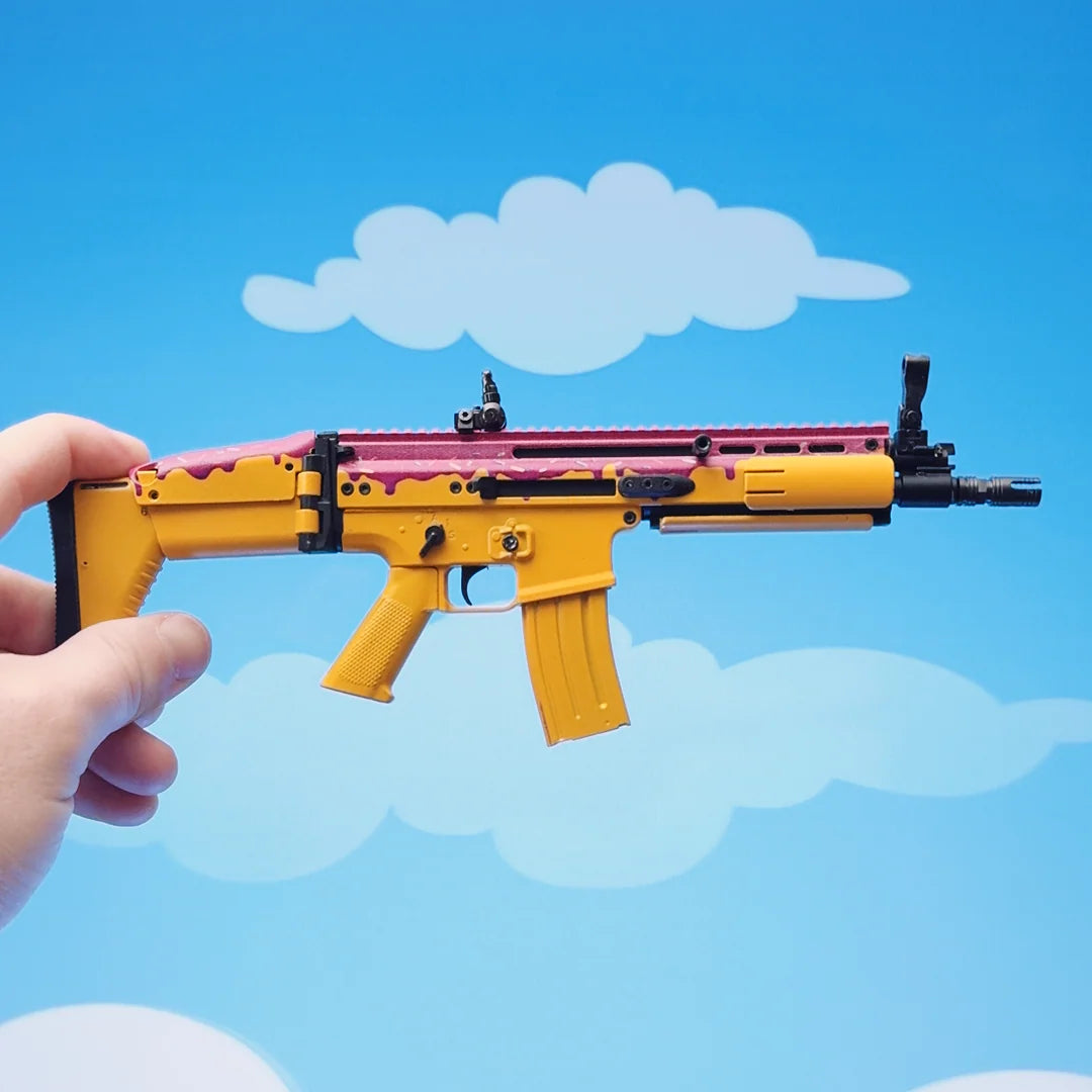 FN SCAR Sprinkles model against blue background