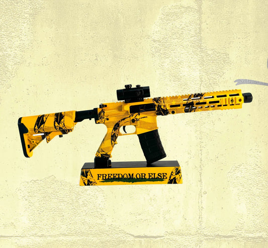 AR15 Don't Tread on Me model with yellow background