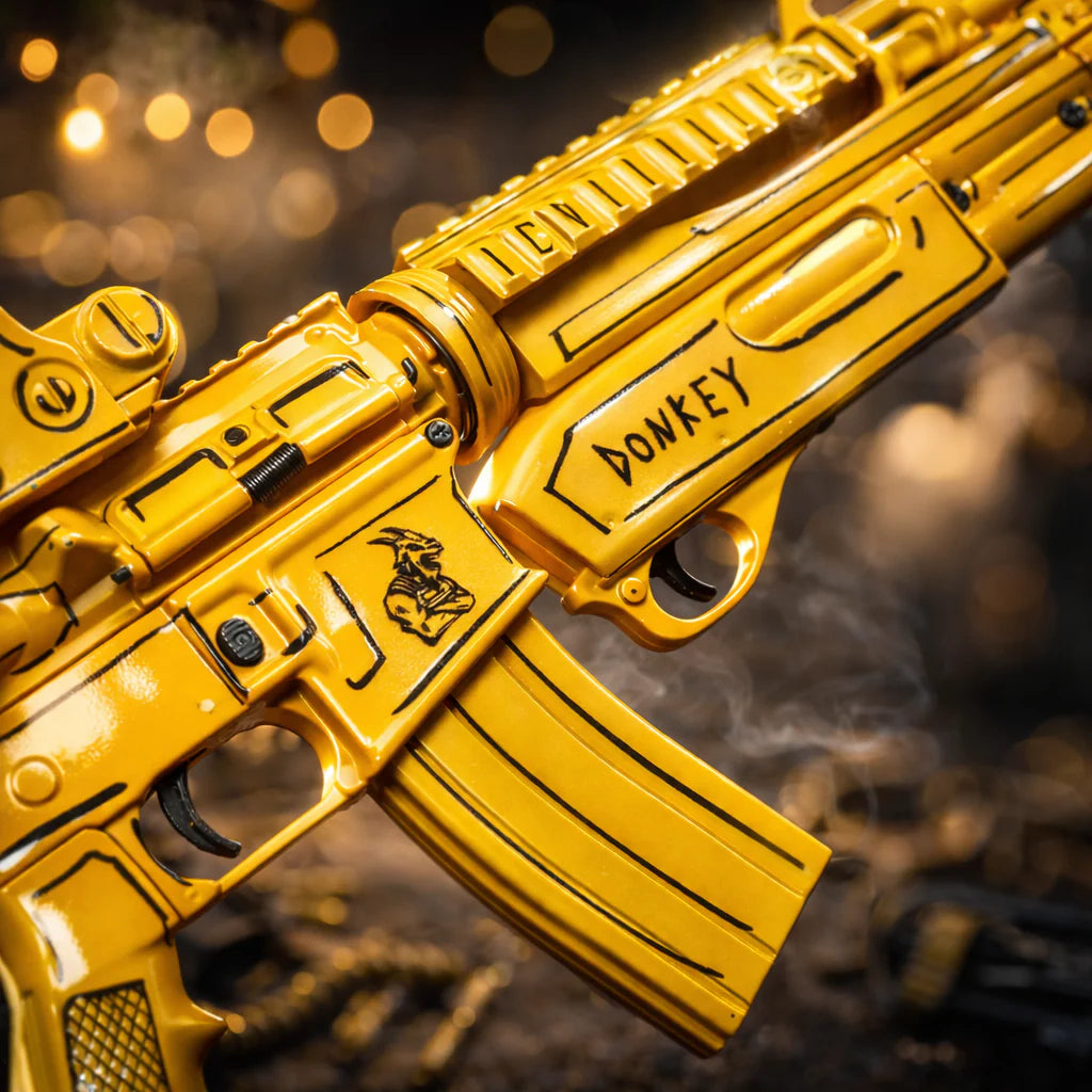 Sarge Day Payload gold AR15 miniature model close-up of Donkey marking
