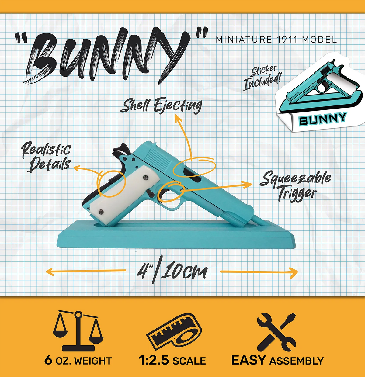 Bunny blue miniature 1911 model feature graphic