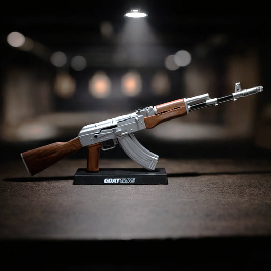 AK47 Silver limited edition miniature model on display stand