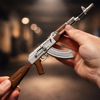 AK47 Silver miniature model alternate view