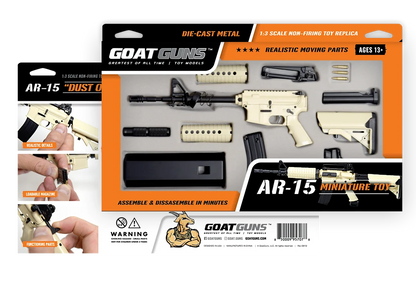 AR15 FDE Dust Off packaging and model parts