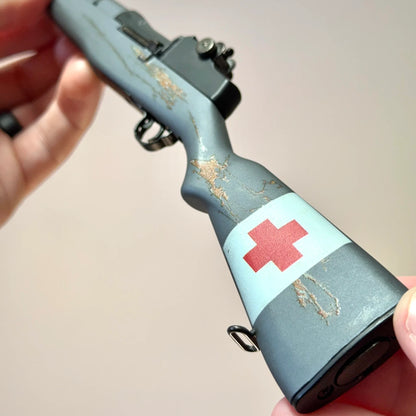 Medic M1 Garand model close-up of Red Cross stock marking