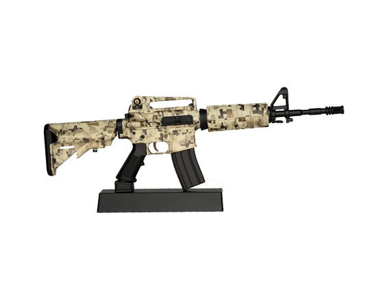 AR15 Desert Storm digital camouflage 1:3 scale model on stand