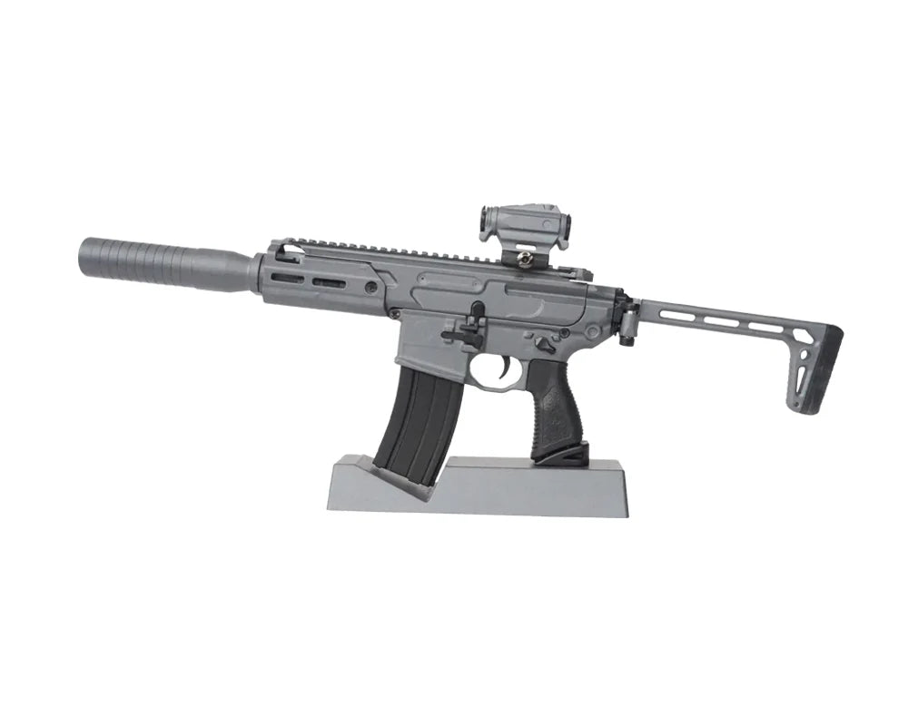 SIG MCX Concrete model on stand, reverse view