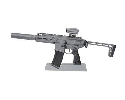 SIG MCX Concrete model on stand, reverse view