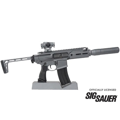 SIG MCX Concrete model with suppressor on display stand