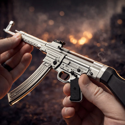 STG44 Silver Model held in hands, close-up of receiver