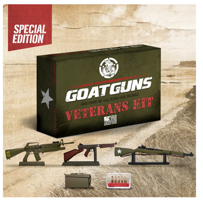 GoatGuns Veterans Kit box with three scale models and accessories