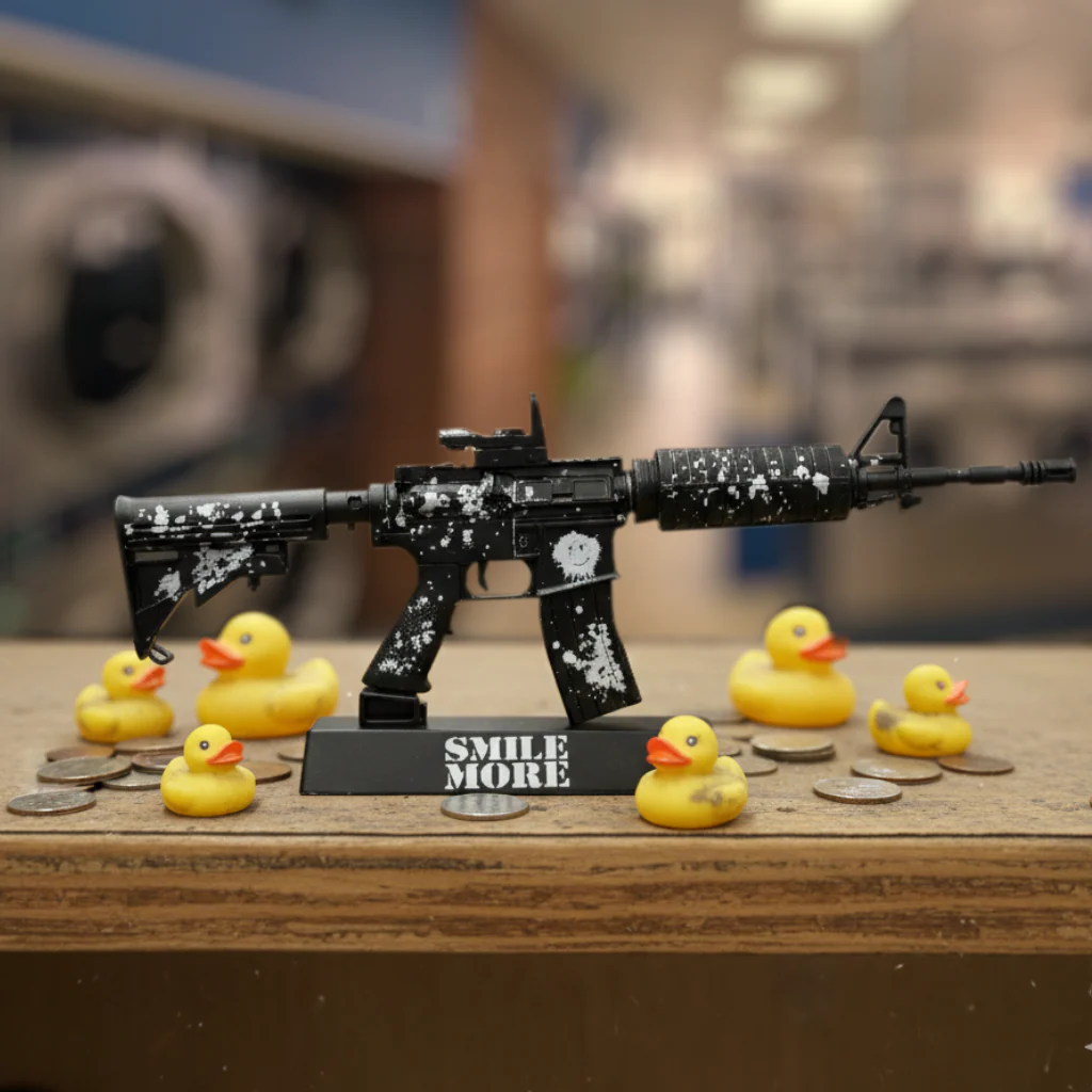 AR15 Smile More model with yellow smiley figures